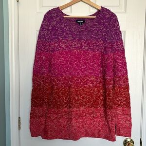 Lands’ End drifter ombré chunky cable knit sweater